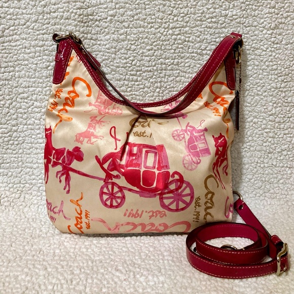COACH F14891 HORSE & CARRIAGE PLEATED 2-WAY HOBO - Picture 9 of 14